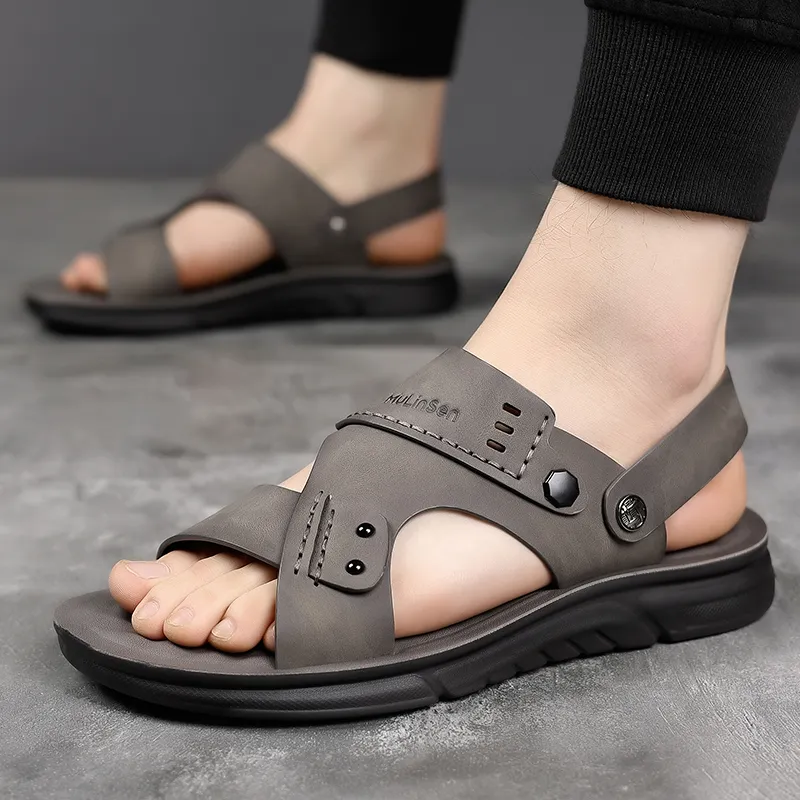 Mulinsen Beach Sandals Men Gray/Khaki-4