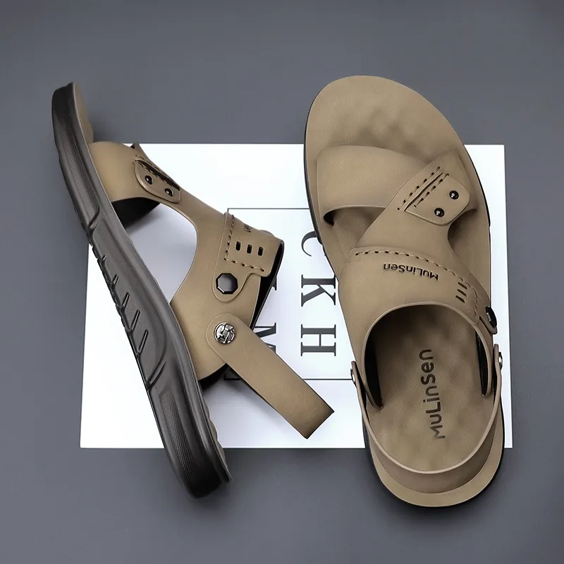 Mulinsen Beach Sandals Men Gray/Khaki-7