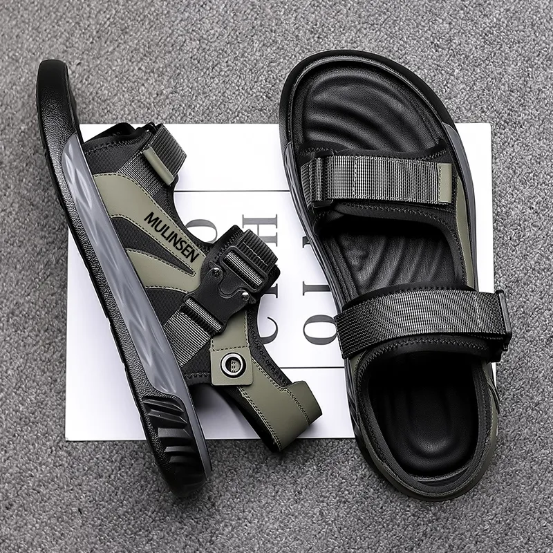 Mulinsen Beach Sandals Men Green Gray-9