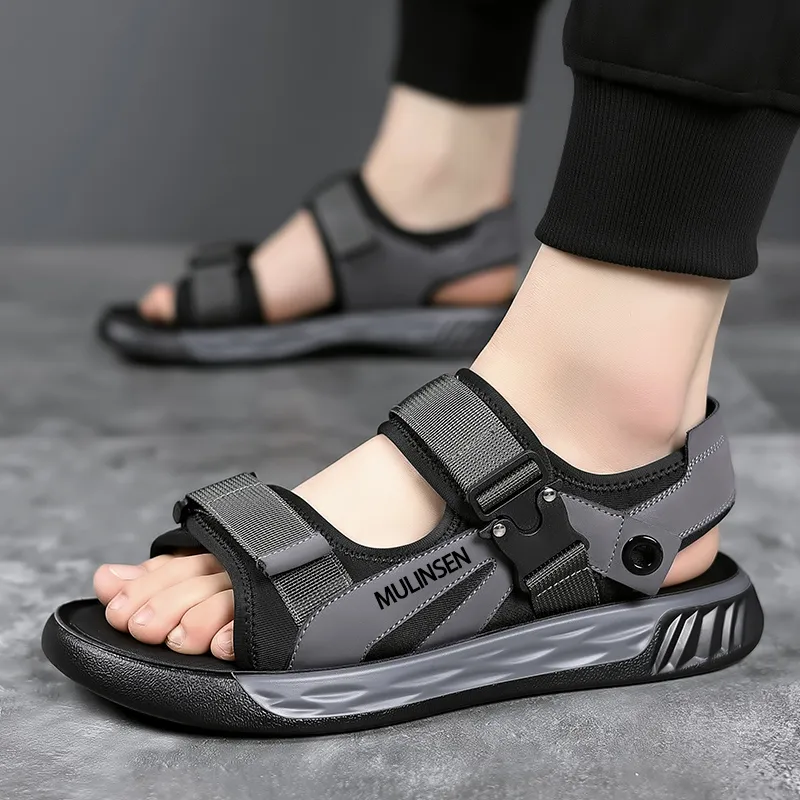 Mulinsen Beach Sandals Men Green Gray-5