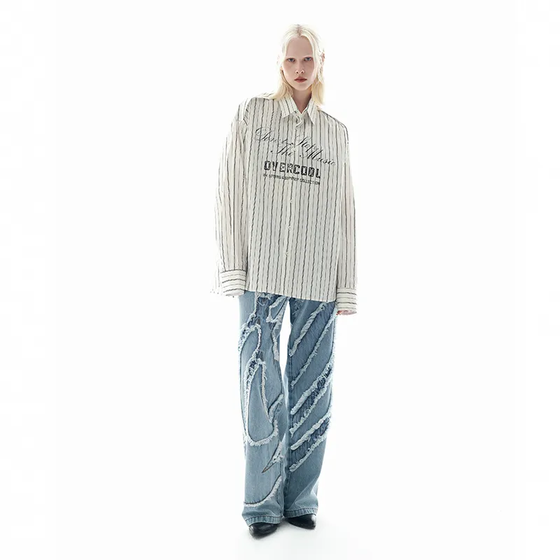 OVERCOOL Shirt Unisex Black White Stripes-2