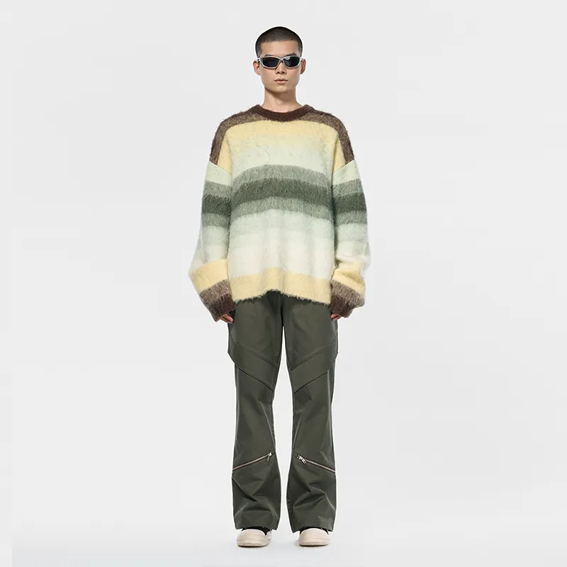 OVERCOOL FW24 Knitwear Unisex Yellow Green Striped-3
