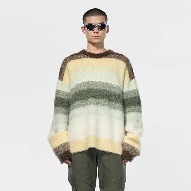 OVERCOOL FW24 Knitwear Unisex Yellow Green Striped-1