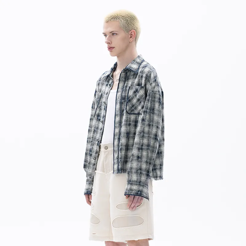 OVERCOOL Shirt Unisex Blue White Plaid-2