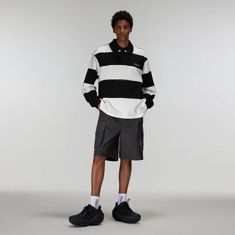 OVERCOOL Polo Shirt Men's Black White Stripes-4