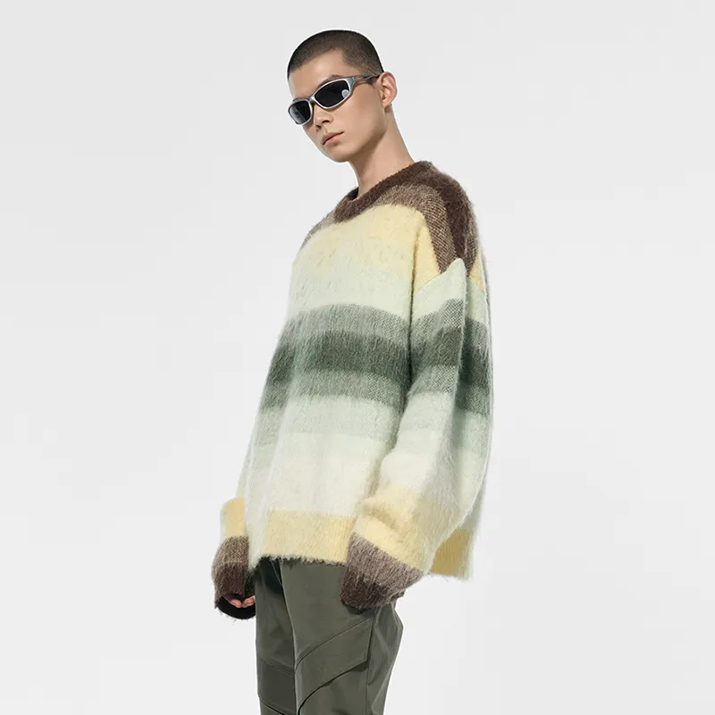 OVERCOOL FW24 Knitwear Unisex Yellow Green Striped-2