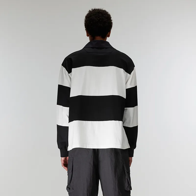OVERCOOL Polo Shirt Men's Black White Stripes-3