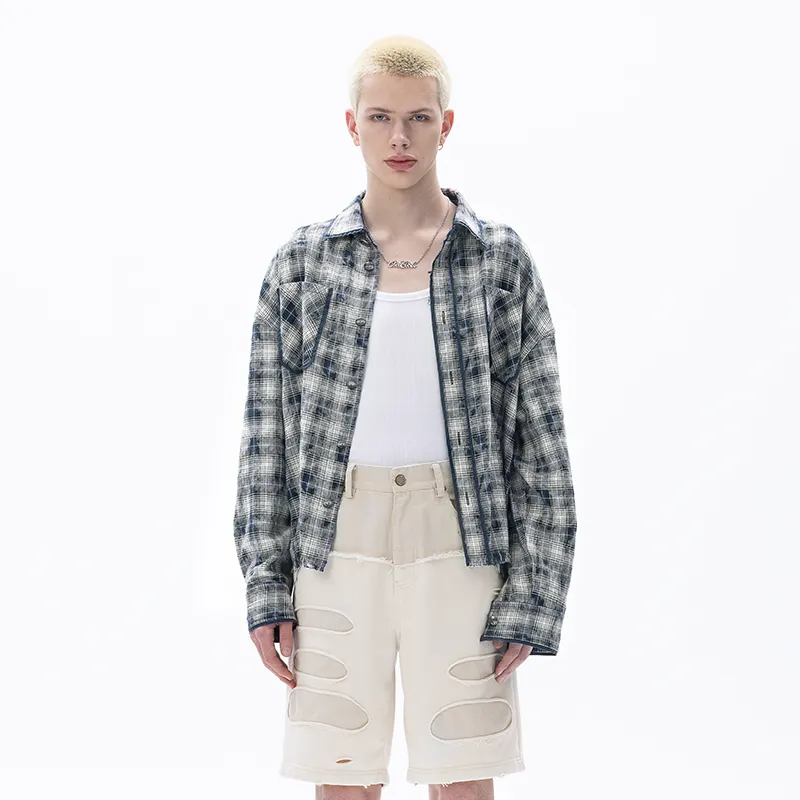OVERCOOL Shirt Unisex Blue White Plaid-1