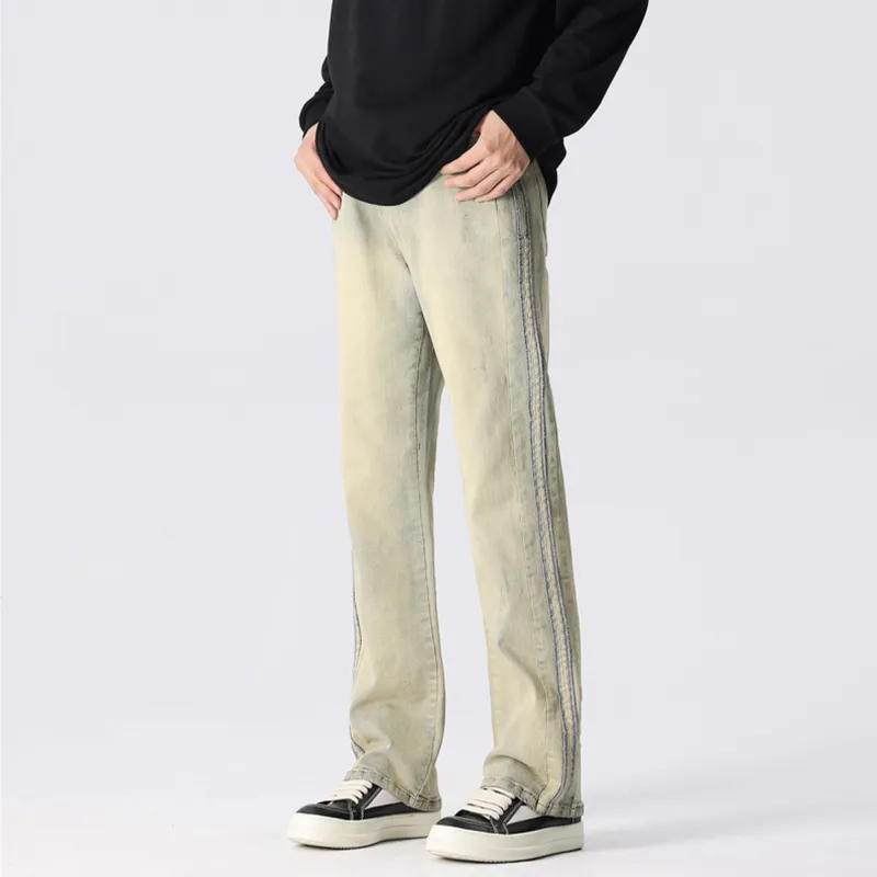 XINYINSU Jeans Unisex Yellow Mud-5