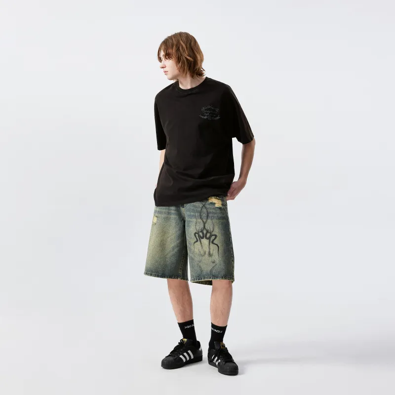 XINYINSU Denim Shorts Unisex Dark Blue-7
