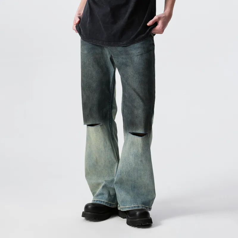 XINYINSU Y2K Color Block Jeans Unisex Blue-3