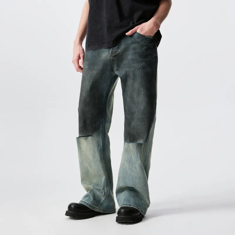 XINYINSU Y2K Color Block Jeans Unisex Blue-2