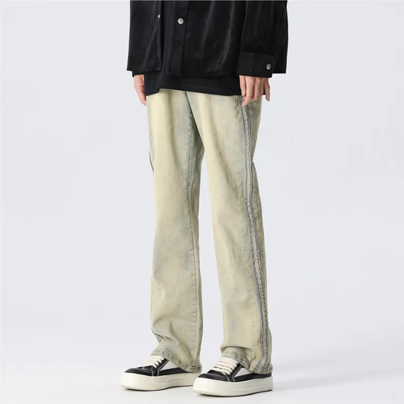 XINYINSU Jeans Unisex Yellow Mud-3