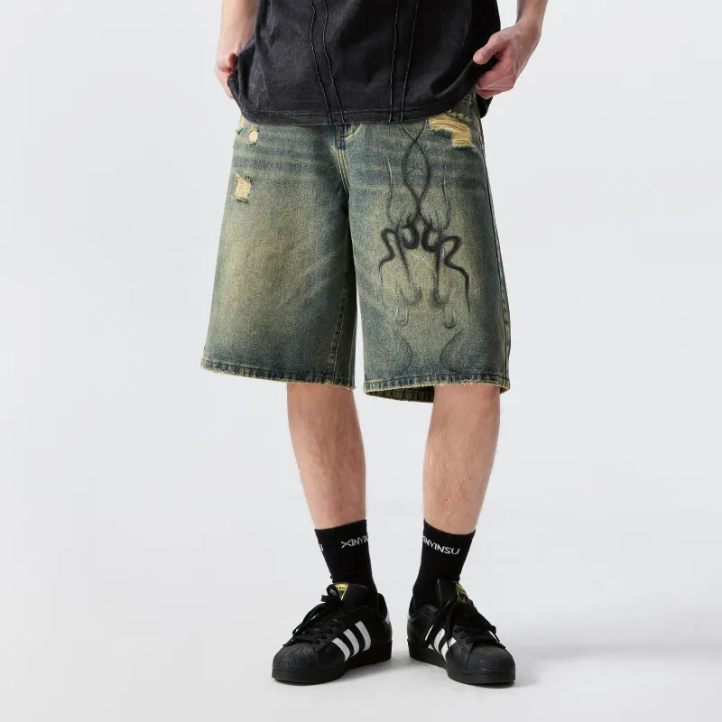 XINYINSU Denim Shorts Unisex Dark Blue-2
