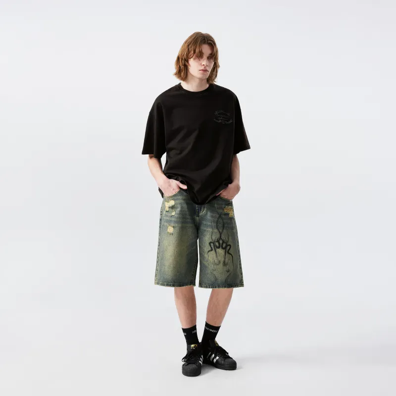 XINYINSU Denim Shorts Unisex Dark Blue-6