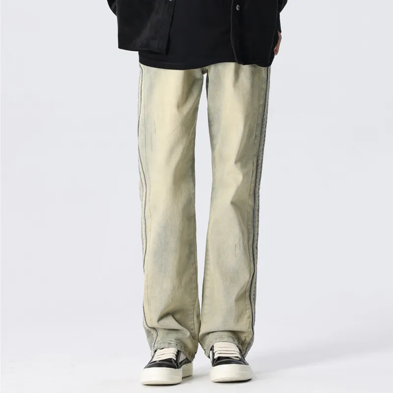 XINYINSU Jeans Unisex Yellow Mud-2