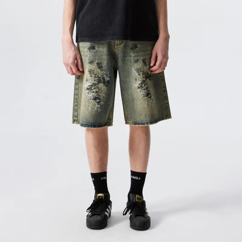 XINYINSU SS25 Denim Shorts Unisex Dark Blue-3