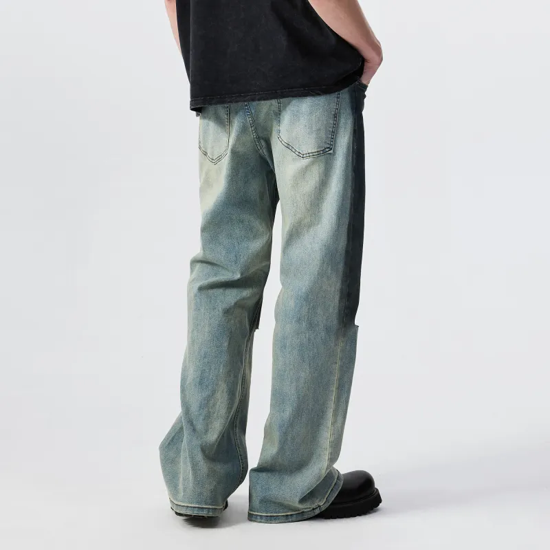 XINYINSU Y2K Color Block Jeans Unisex Blue-5