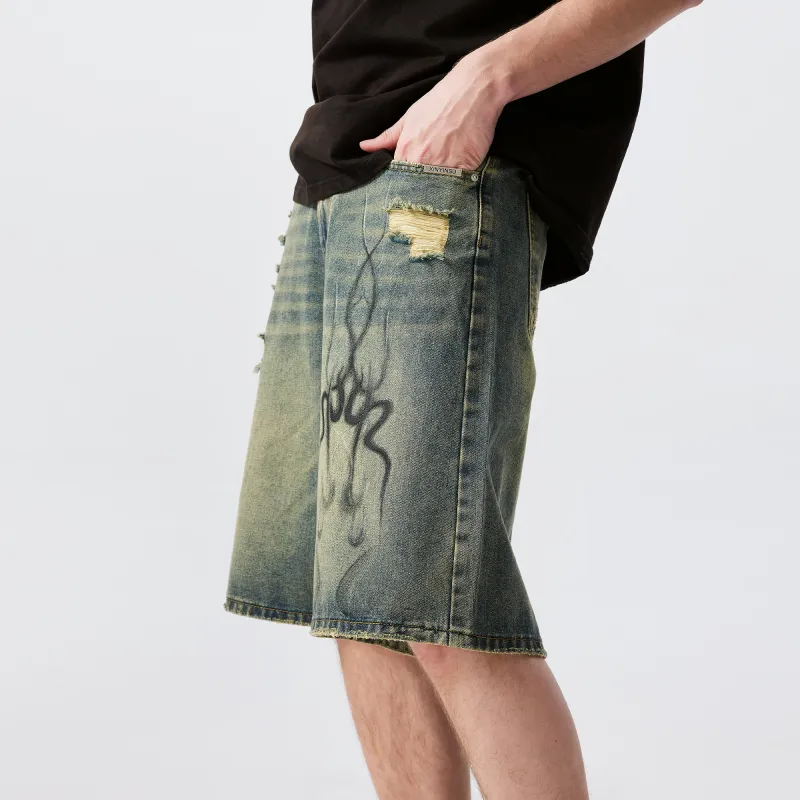 XINYINSU Denim Shorts Unisex Dark Blue-5