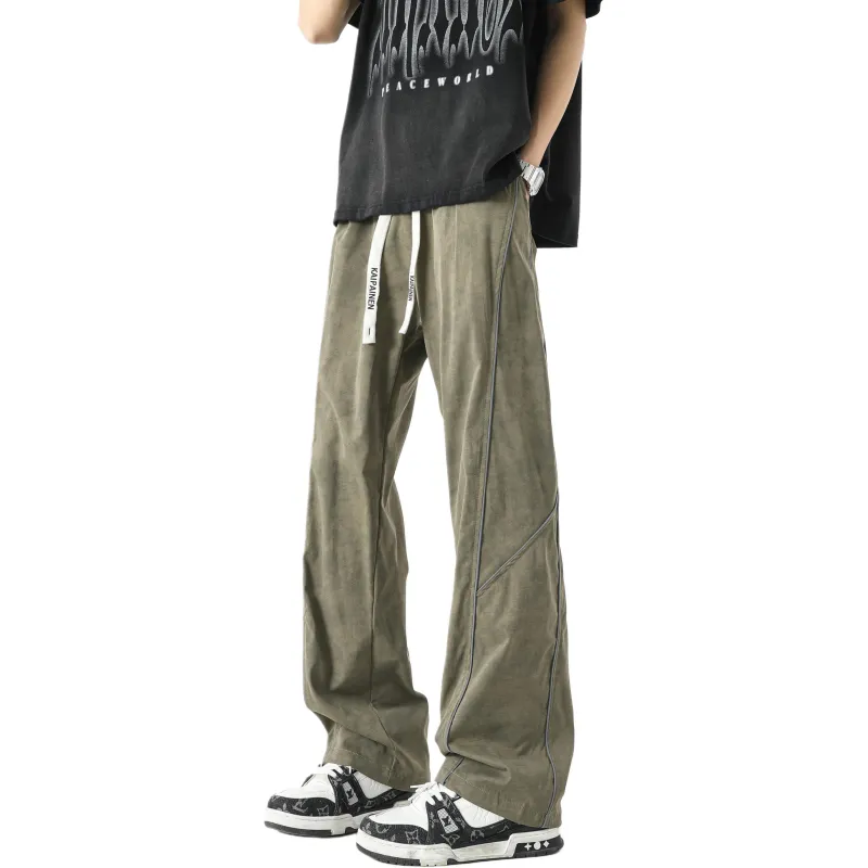 KAIPAINEN Casual Pants Unisex White Gray-8