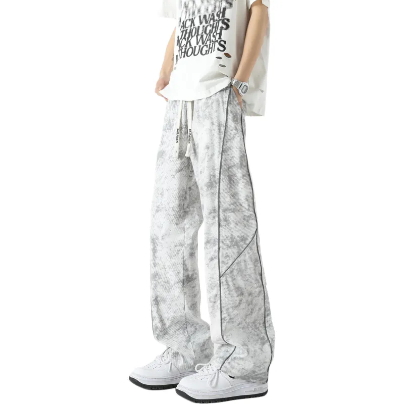 KAIPAINEN Casual Pants Unisex White Gray-2