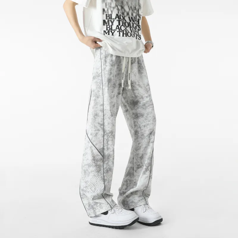 KAIPAINEN Casual Pants Unisex White Gray-3