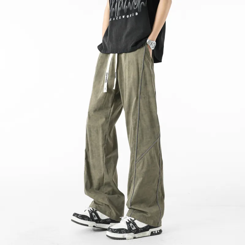 KAIPAINEN Casual Pants Unisex White Gray-7