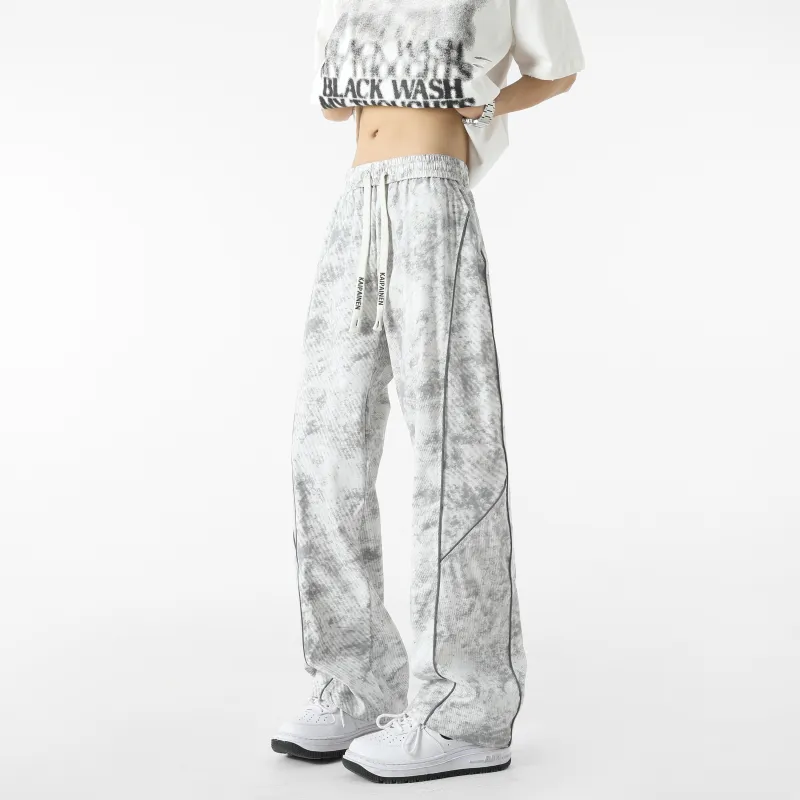 KAIPAINEN Casual Pants Unisex White Gray-4