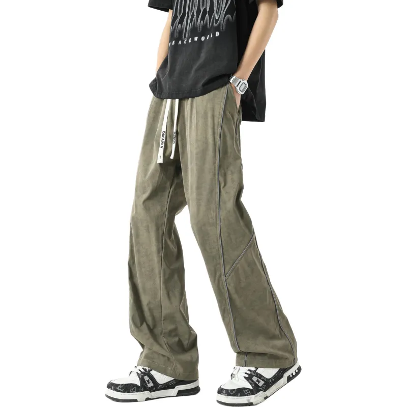 KAIPAINEN Casual Pants Unisex White Gray-9