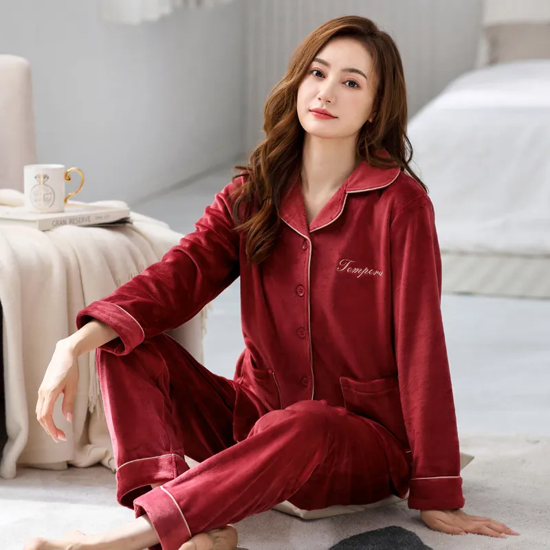 UAVAE Pajama Set Women's Burgundy-5