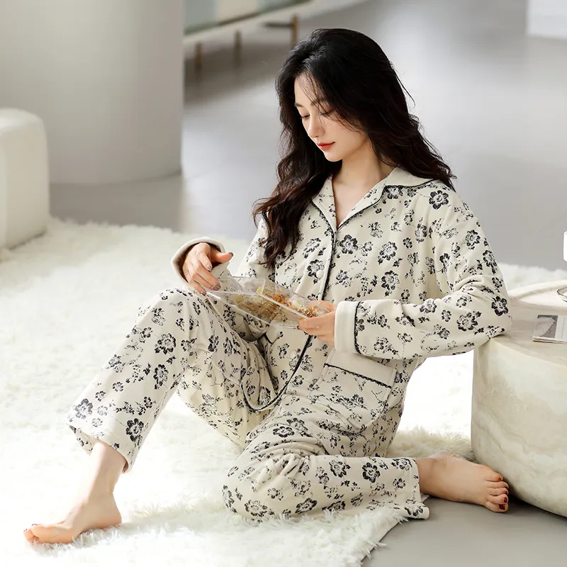 UAVAE Pajama Set Women's Apricot-3