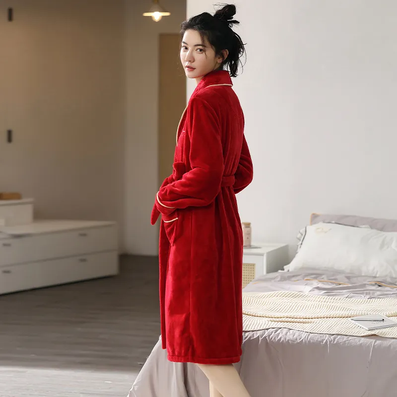 UAVAE Pajama Robe Women's Rose Red-7