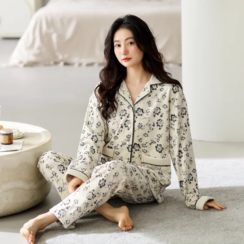 UAVAE Pajama Set Women's Apricot-5