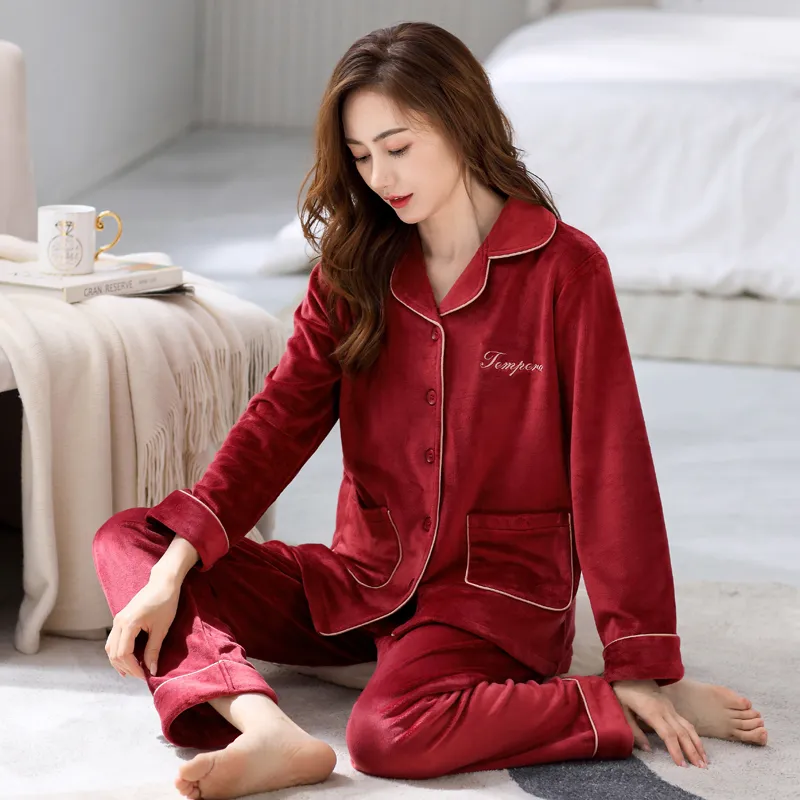 UAVAE Pajama Set Women's Burgundy-1