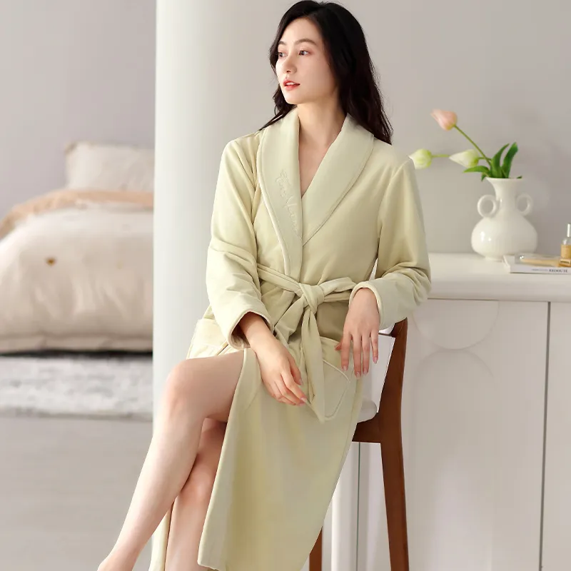UAVAE Bath Robes Women's Summer Green-3