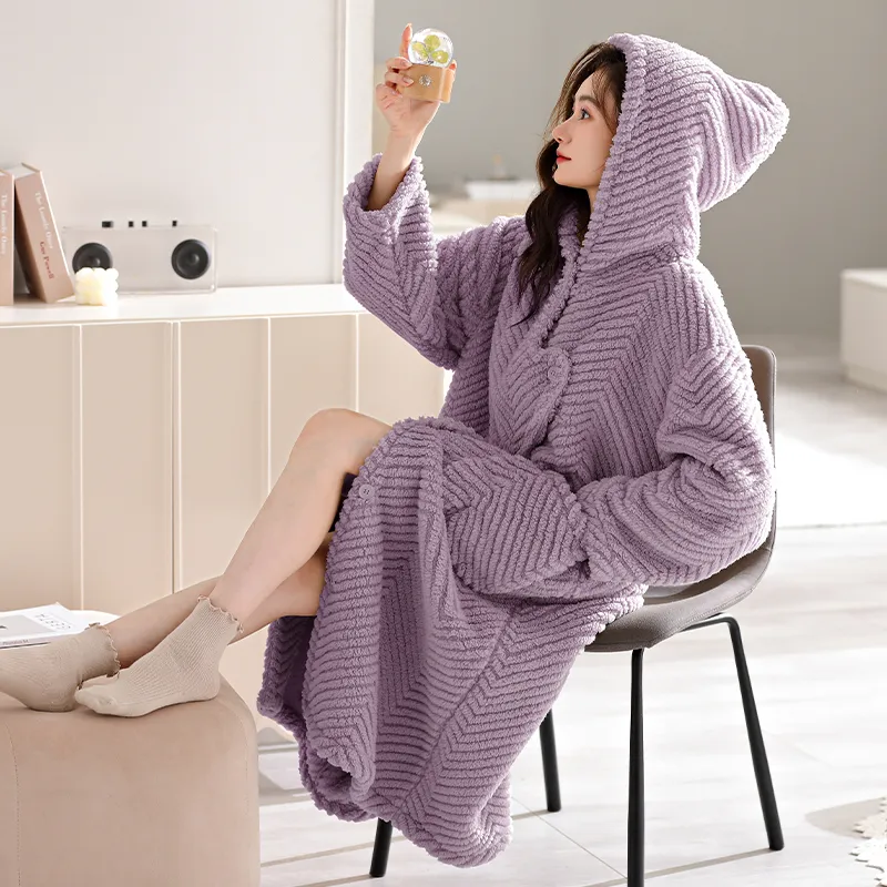 UAVAE Women's Bath Robes-7