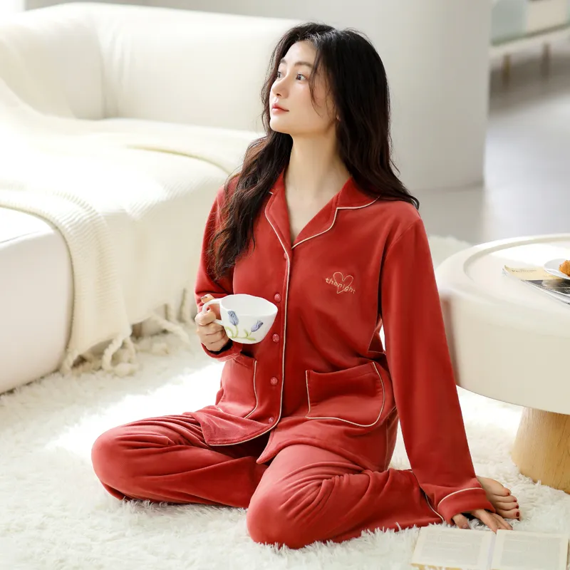 UAVAE Pajama Set Women's Brick Red-3