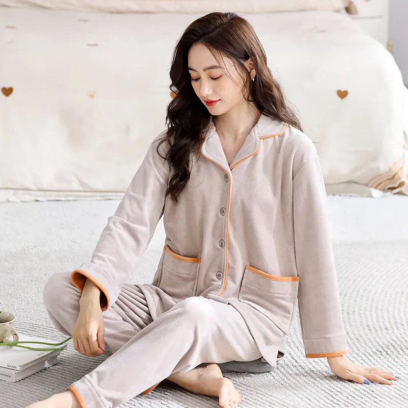 UAVAE Pajama Set Women's Apricot-4
