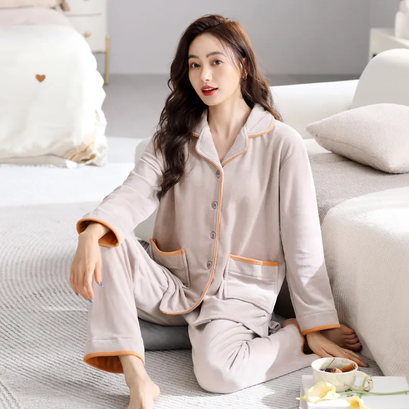 UAVAE Pajama Set Women's Apricot-1