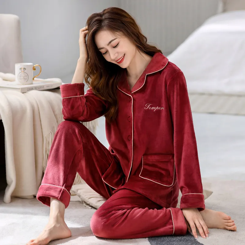 UAVAE Pajama Set Women's Burgundy-4