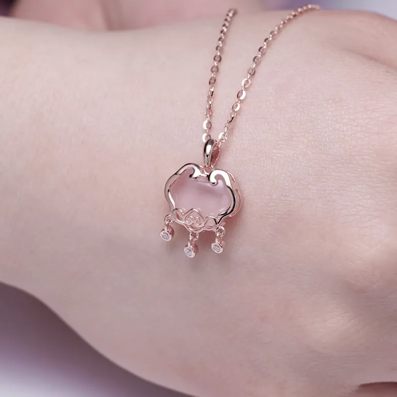 LIANYINSHOUZUO Crystal Jade Necklaces Women's-3