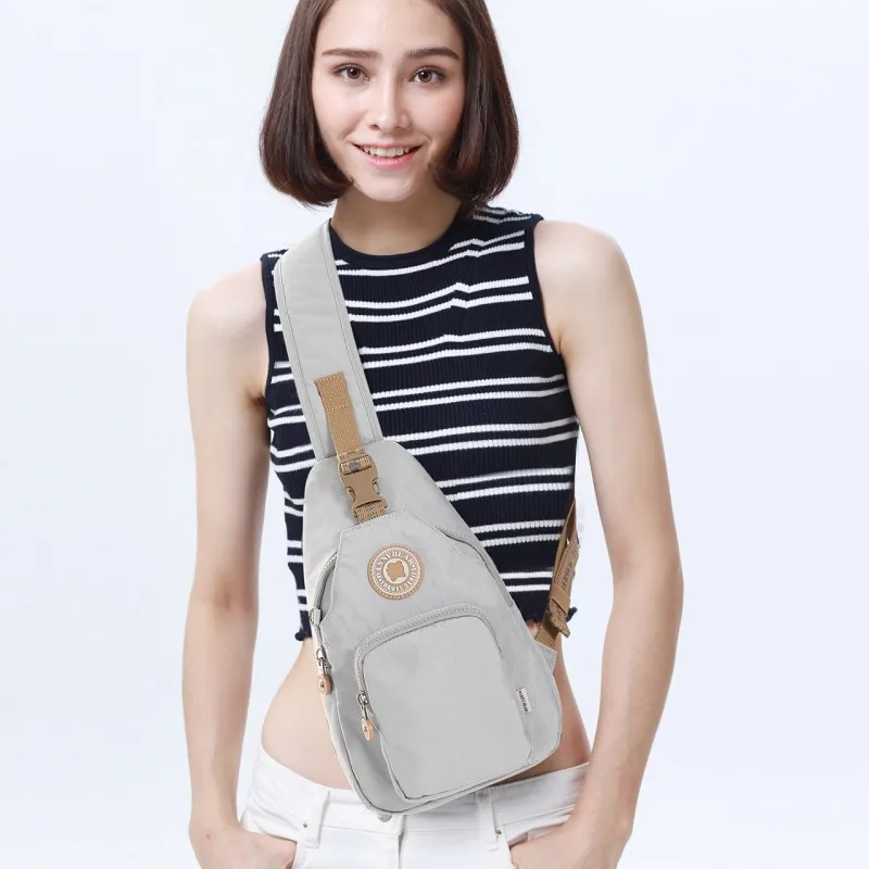 Dannybear Fabric Crossbody Bag Sling Bag Unisex Amber Tea Brown/Moonlight Silver Gray-5