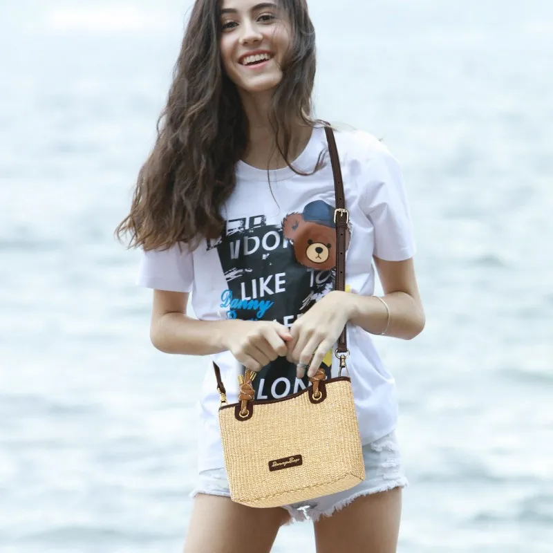 Dannybear Fabric Handbag Women's Beige-2