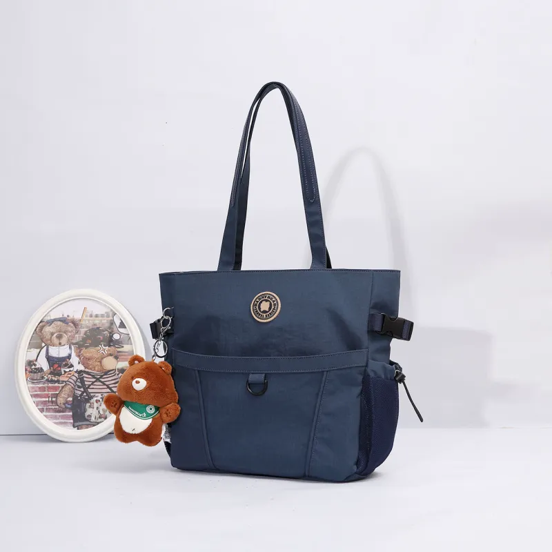 Dannybear Fabric Tote One Shoulder Handbag Unisex Dark Blue-3