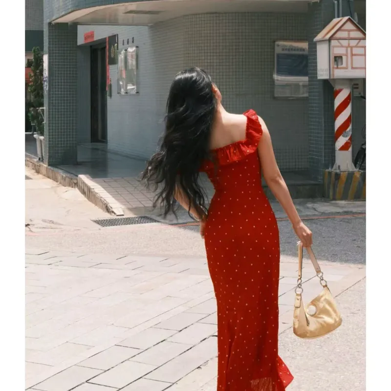 RTTO Slip Dresses Women's Red-4