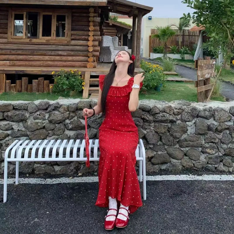 RTTO Slip Dresses Women's Red-3
