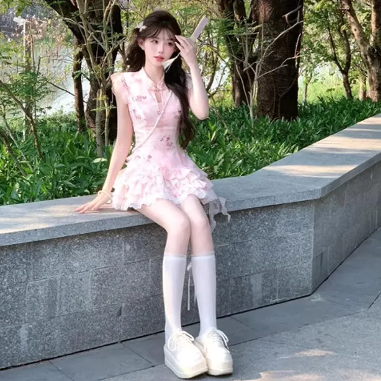 ACJL Zen Style Dress Chinese Style Clothing Sets Skirt Women's-4