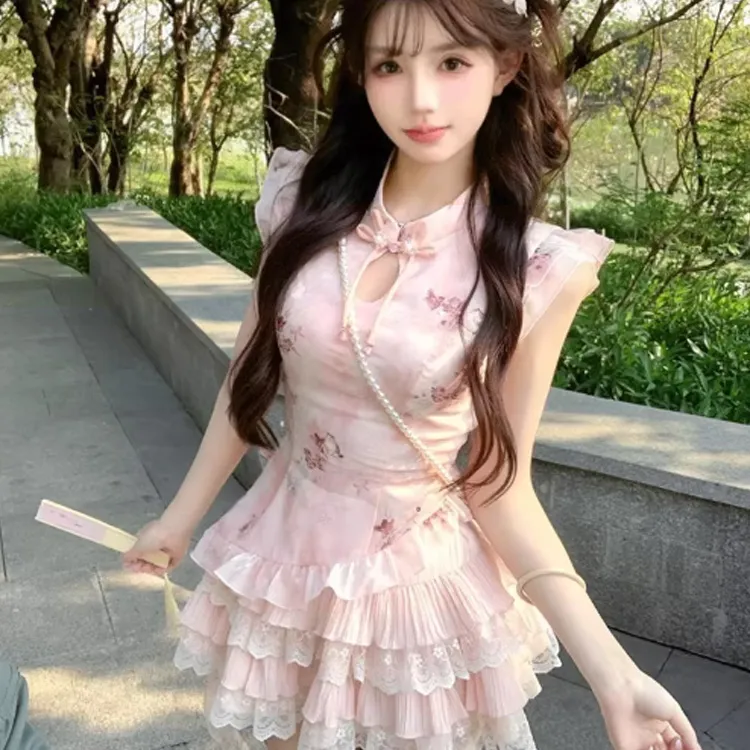 ACJL Zen Style Dress Chinese Style Clothing Sets Skirt Women's-3