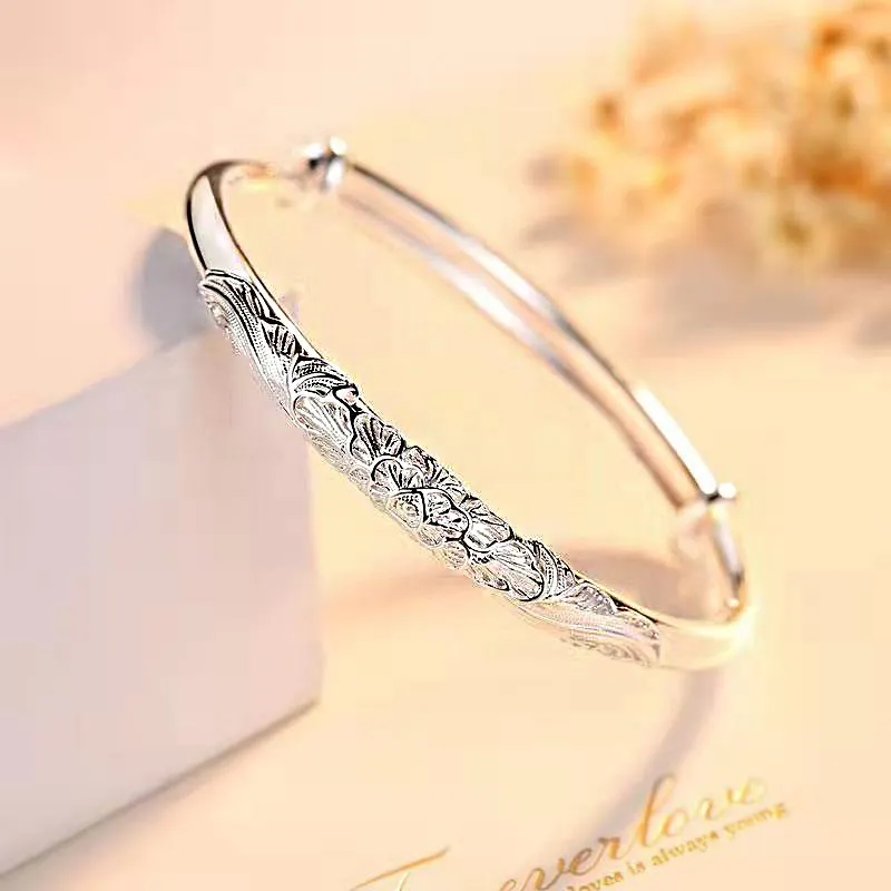 JESCAKOO Silver Plated Bangles Women's-2