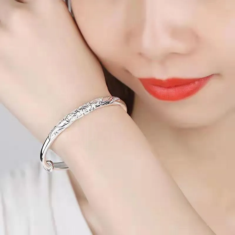 JESCAKOO Silver Plated Bangles Women's-4